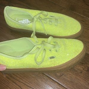 Neon glitter yellow lace up vans